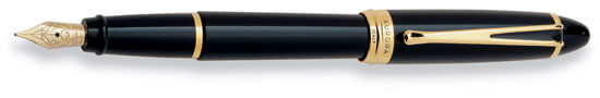 Aurora Ipsilon Black Resin Fountain Pen with Gold Trim