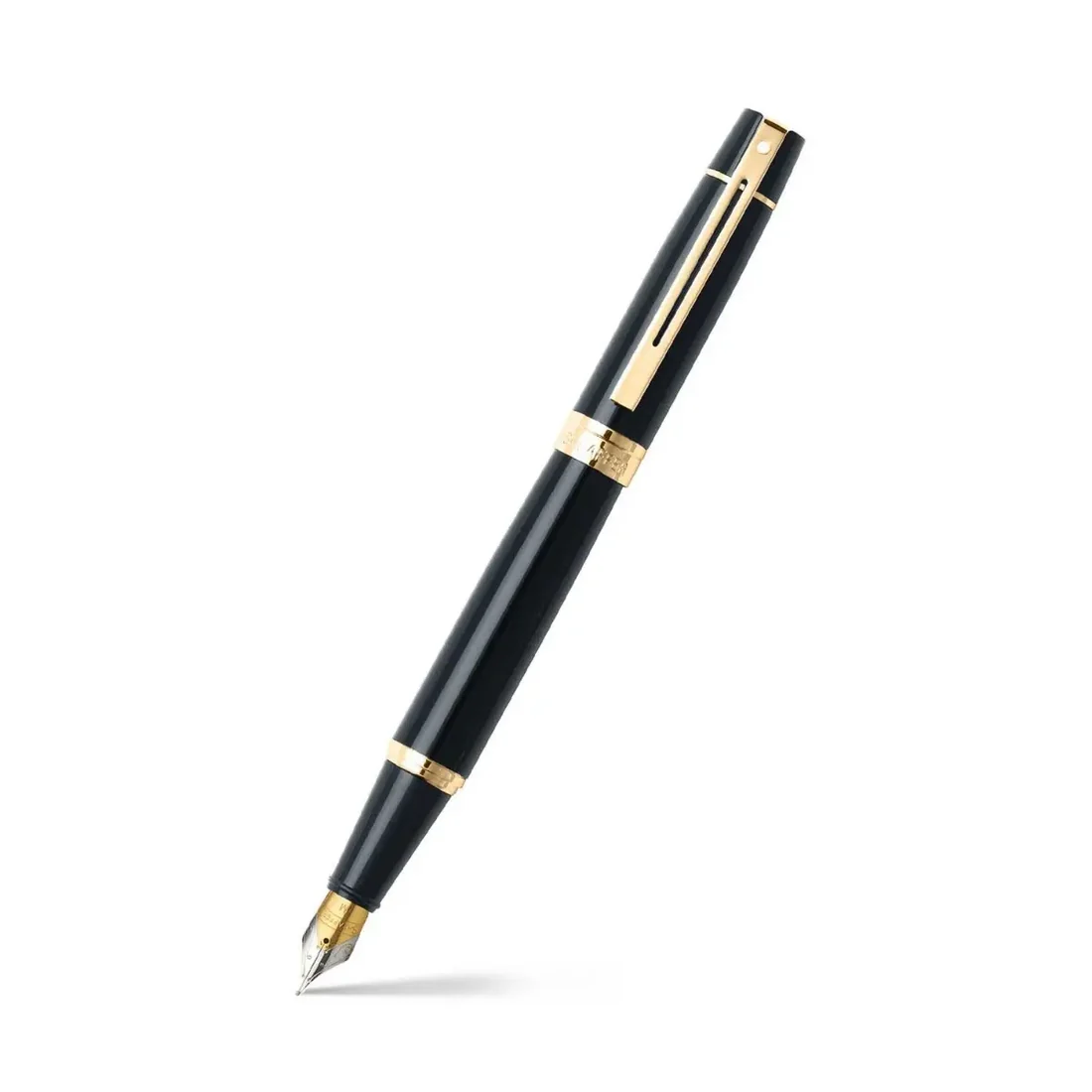 Sheaffer 300 Glossy Black Fountain Pen with Gold Trims - Medium