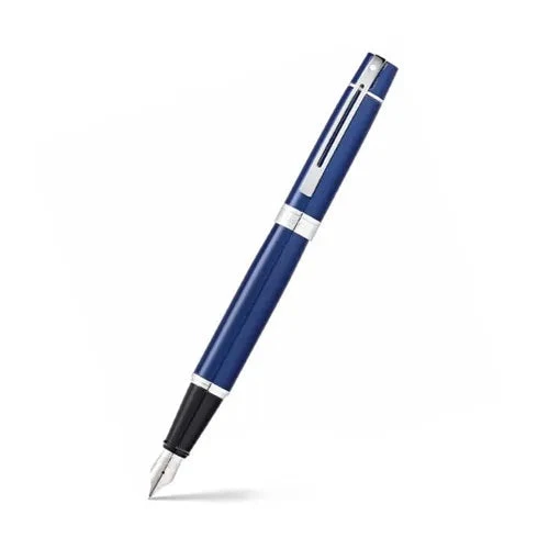 Sheaffer 300 Glossy Blue Fountain Pen with Chrome Trims - Medium