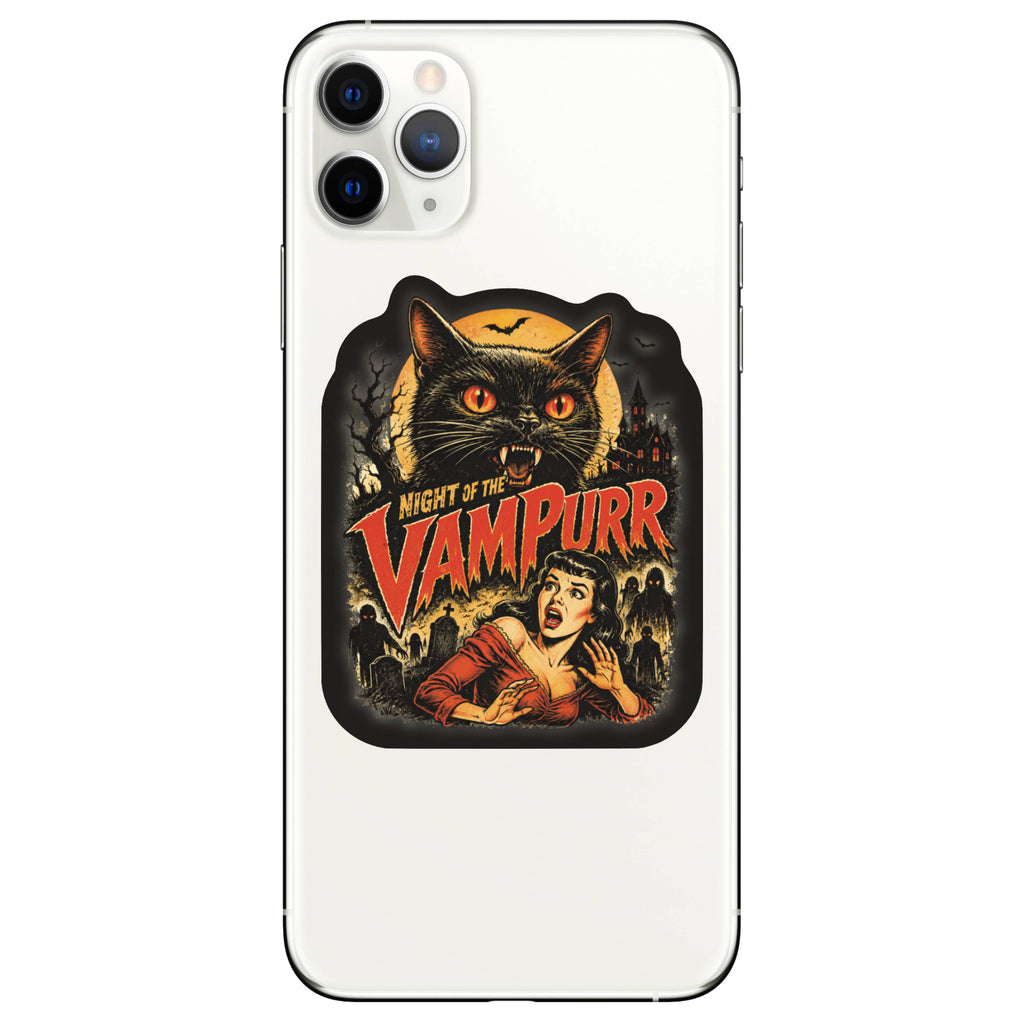 Halloween Humor Vampurr Retro High Quality Vinyl Sticker