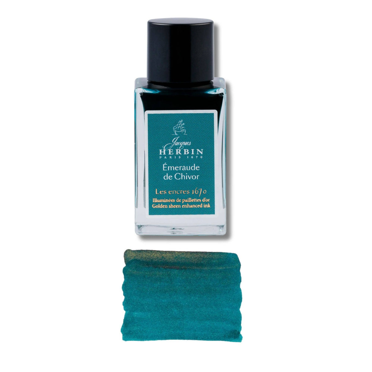 J. Herbin Emeraude de Chivor (Emerald of Chivor) - 1670 Anniversary Ink w/ Gold Shimmer